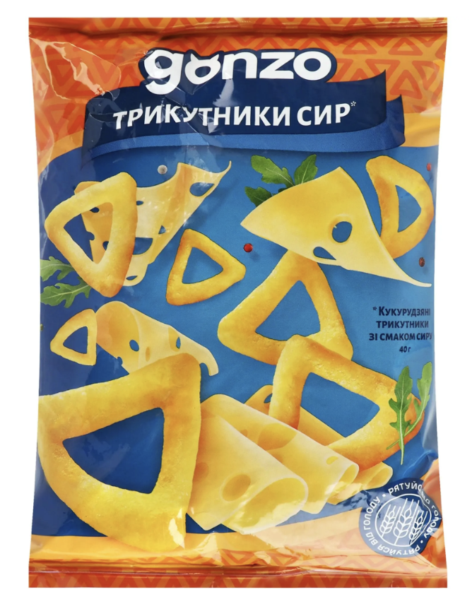 Снек Gonzo 40г Кукурудзяні трикутники смак сиру